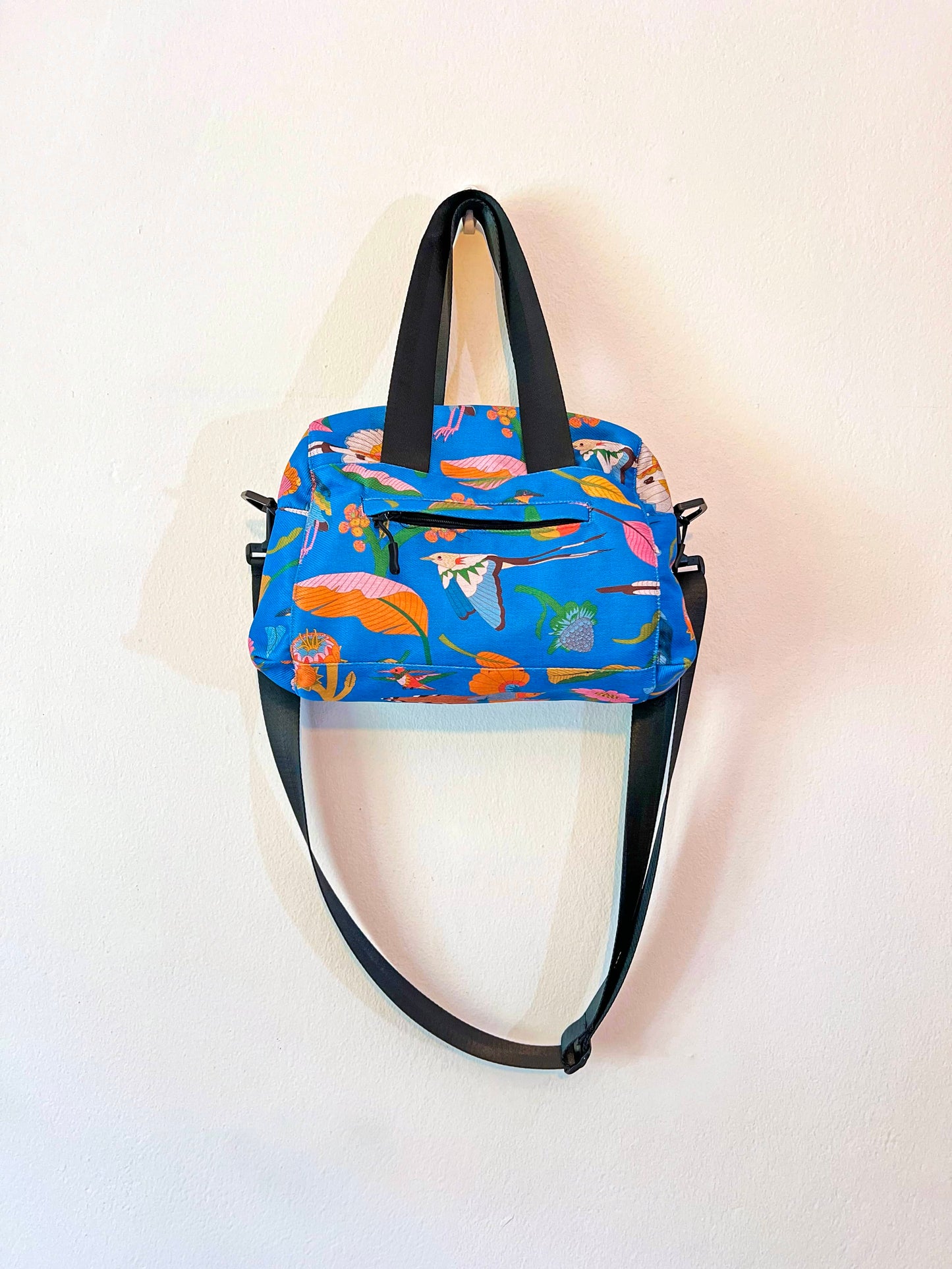 Bolso cruzado - Aves del Paraíso - Fondo celeste
