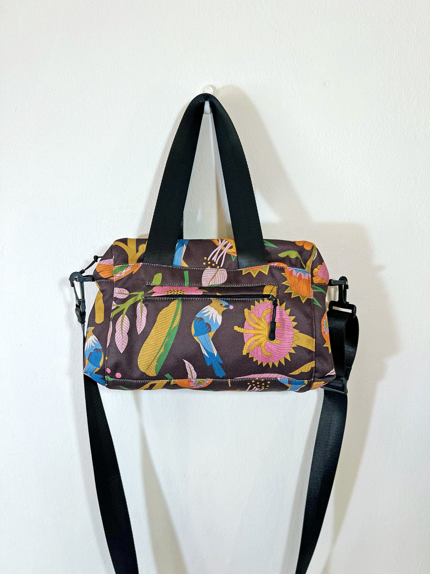 Bolso cruzado - Aves del Paraíso - Fondo café