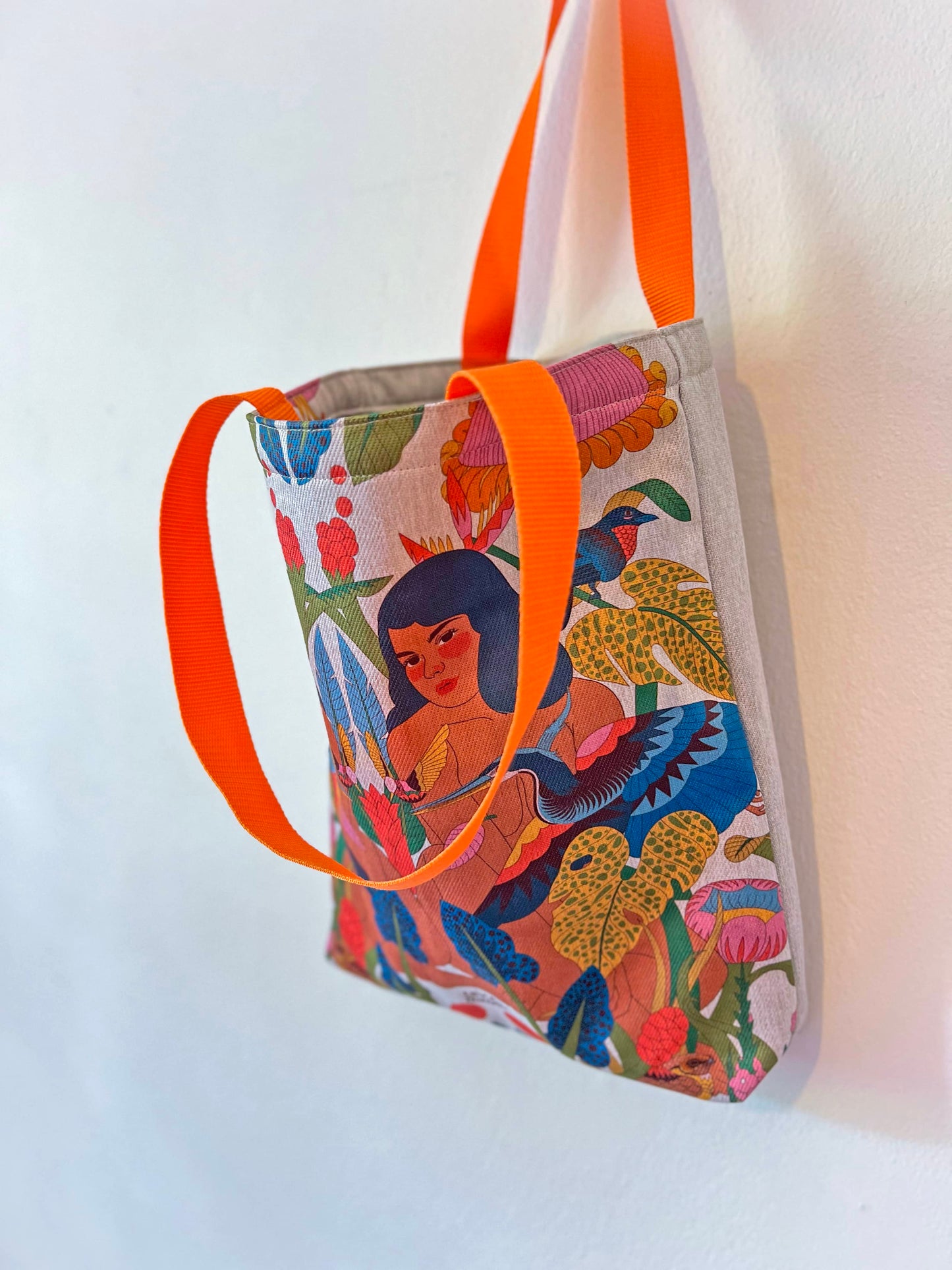 Bolso mediano - Aves del Paraíso - Mujer y garza agami