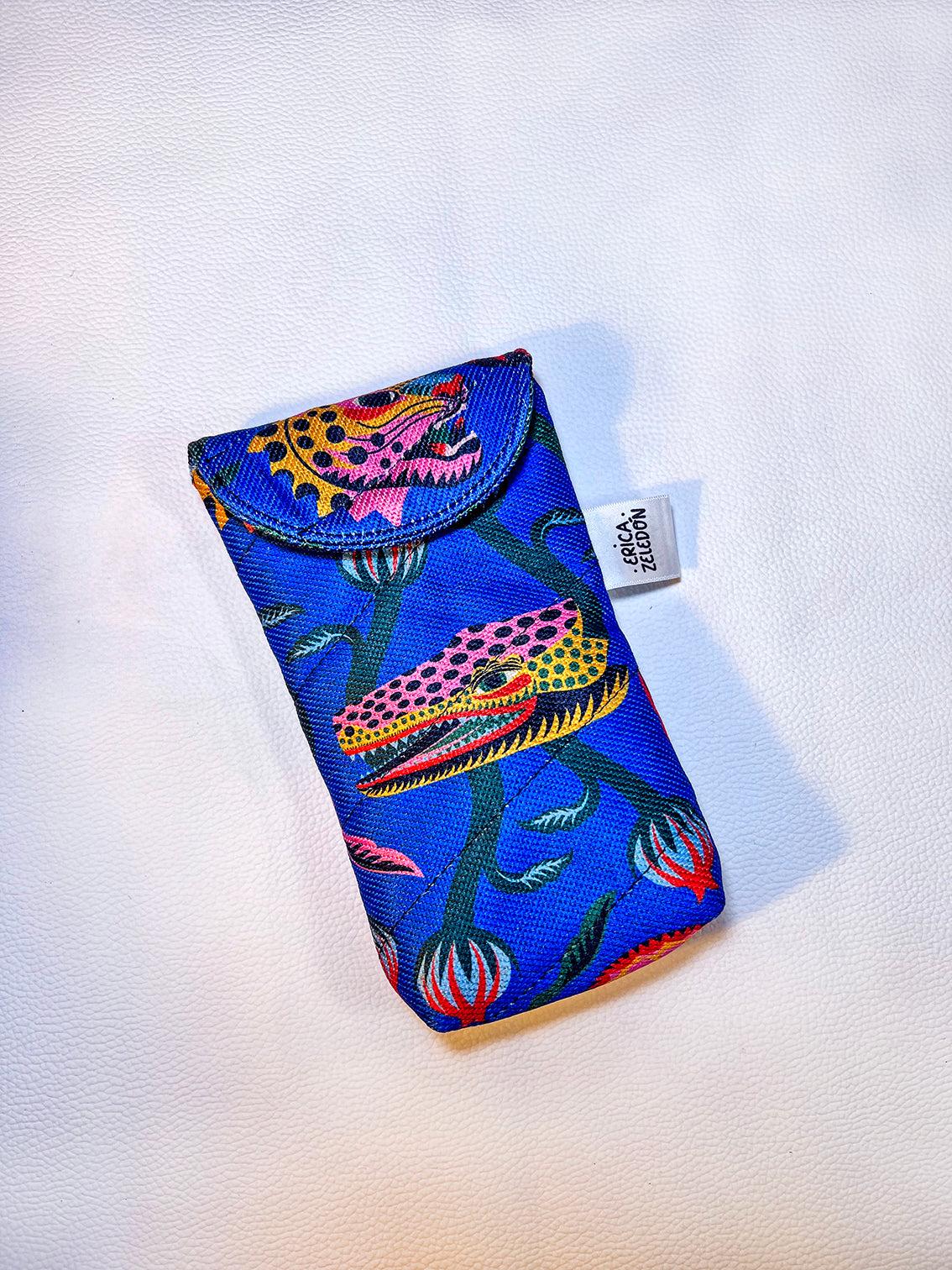 Estuche acolchado para lentes, animales tropicales-color azul