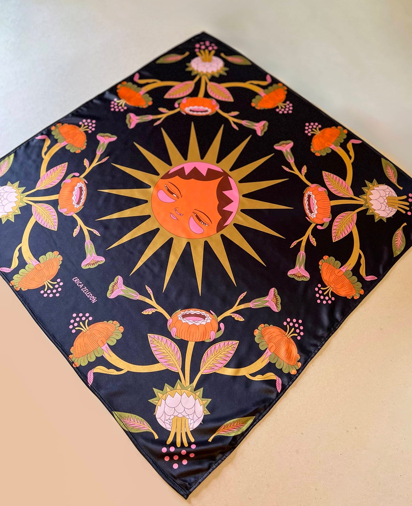Pañuelo - Aves del Paraíso - Sol y flores