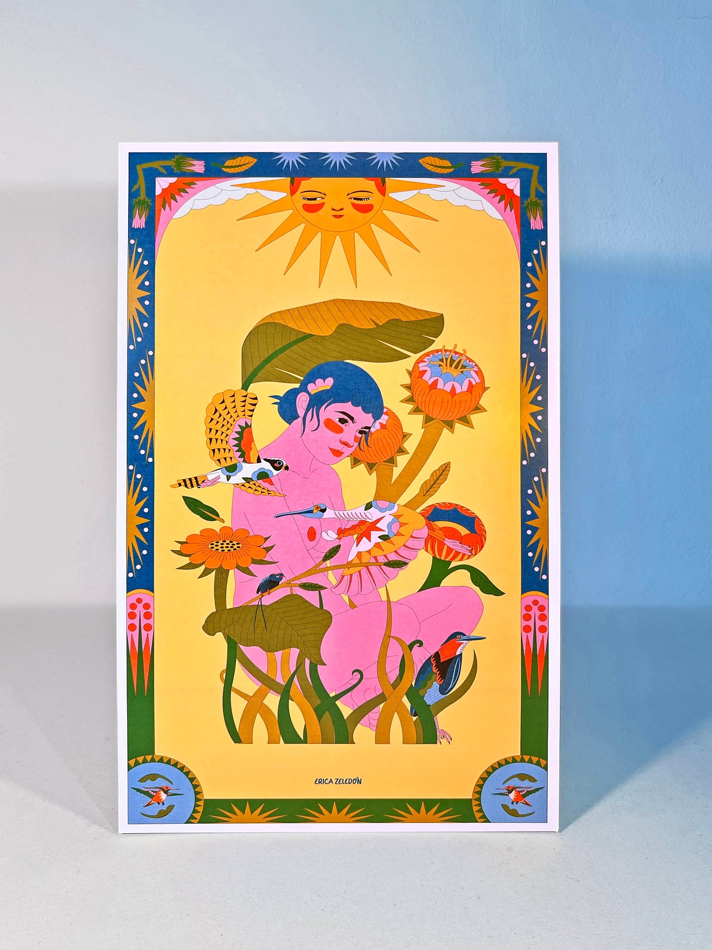 Print - Aves del Paraíso - Mujer y Espátula Rosada - Contra Pedido