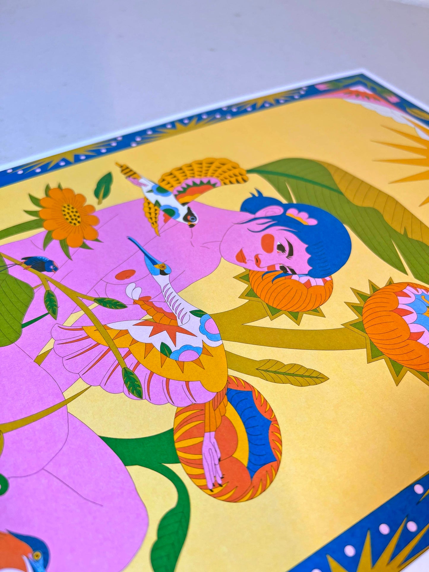Print - Aves del Paraíso - Mujer y Espátula Rosada - Contra Pedido