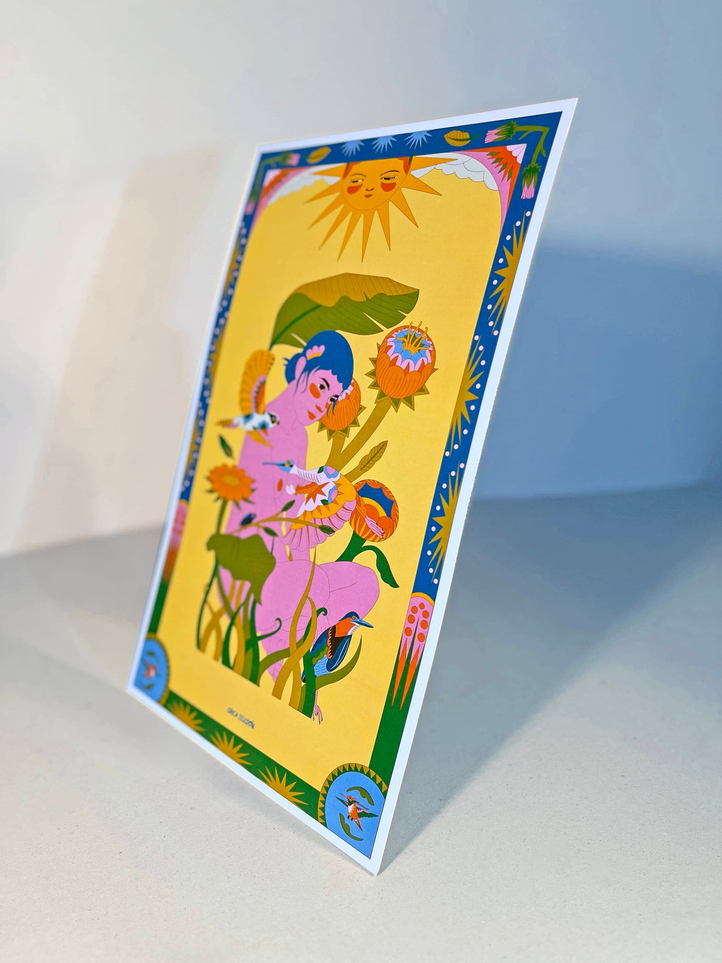 Print - Aves del Paraíso - Mujer y Espátula Rosada - Contra Pedido