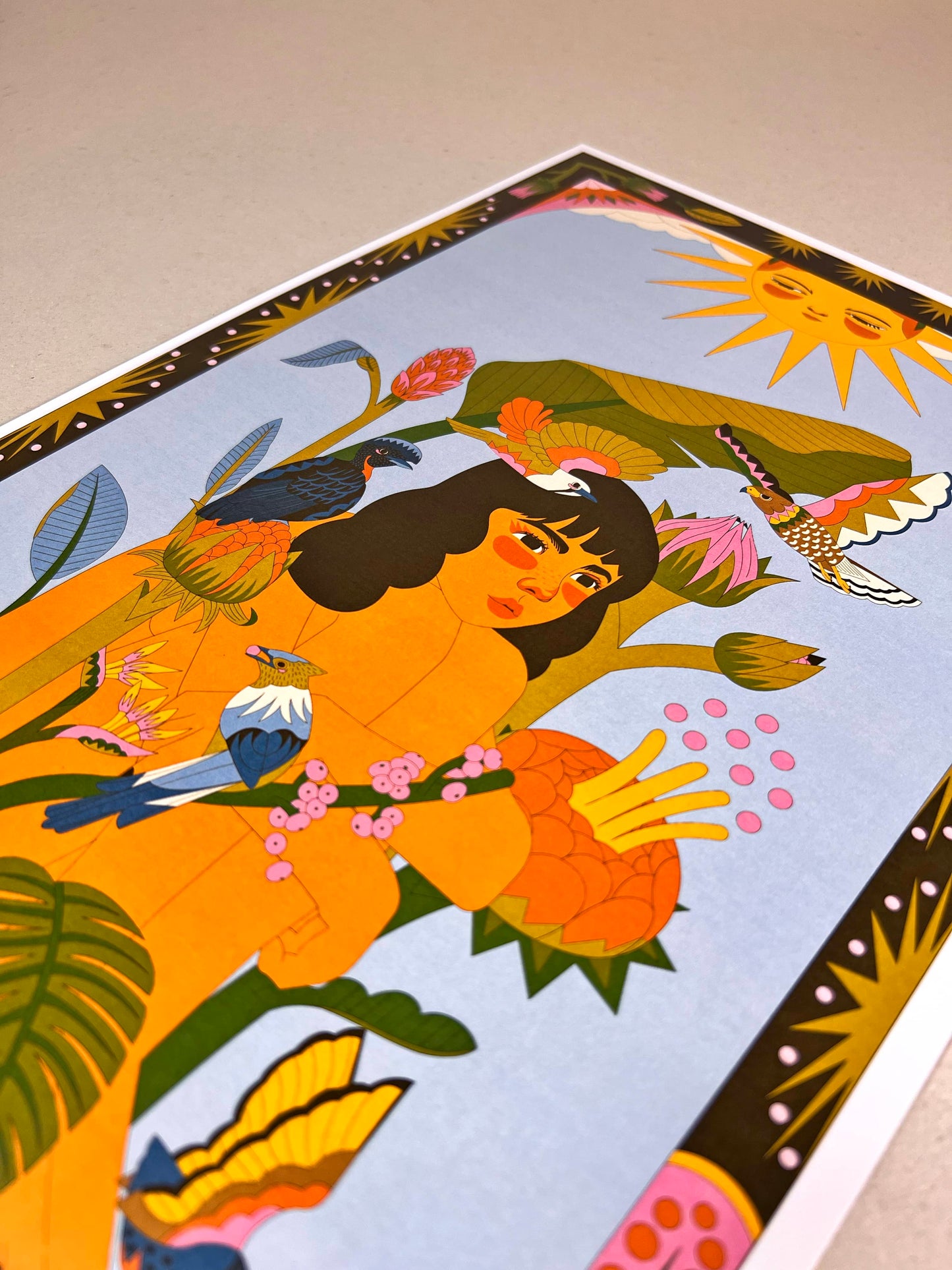 Print - Aves del Paraíso - Mujer y Capulinero Colilargo - Contra Pedido