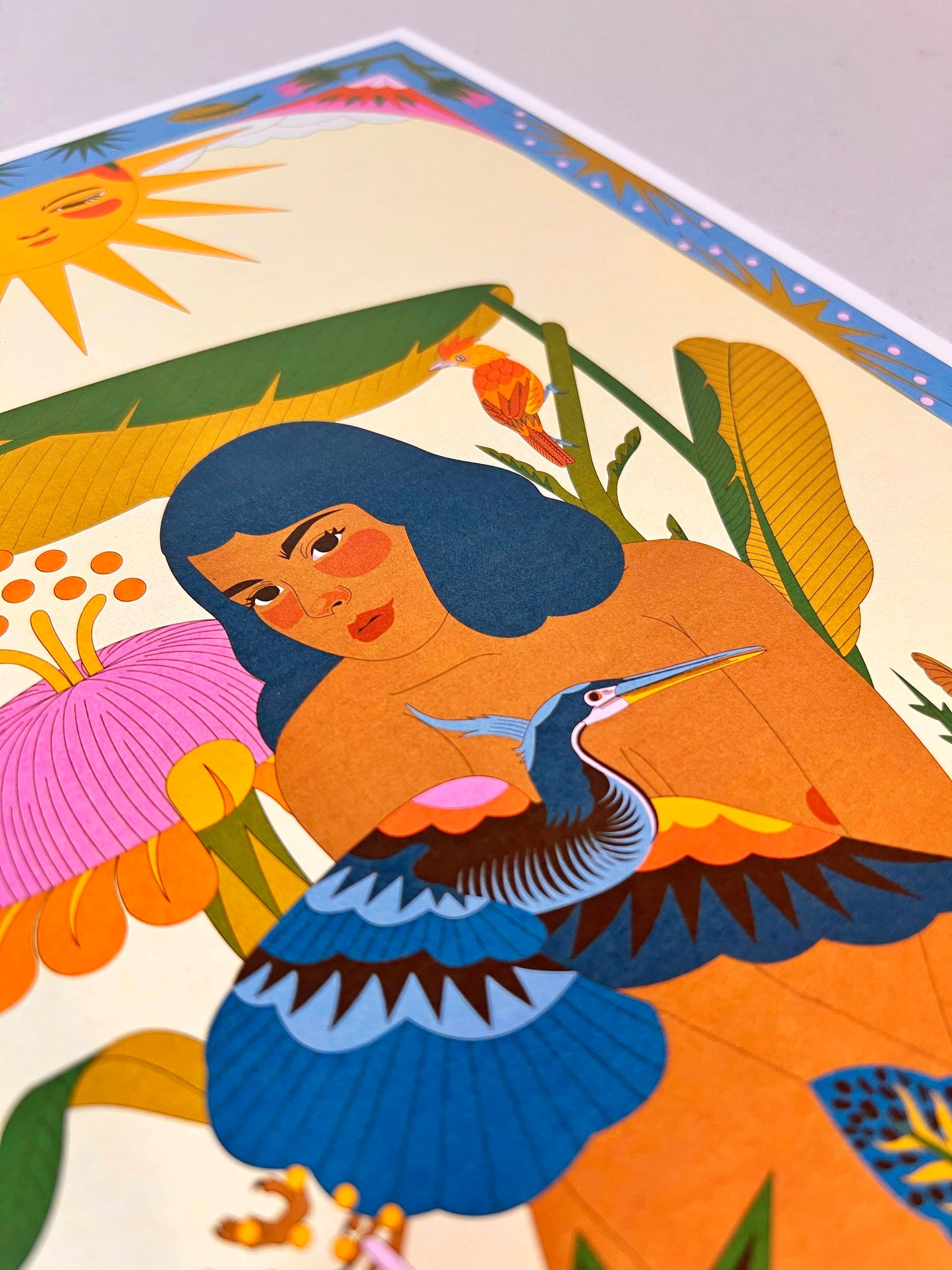 Print - Aves del Paraíso - Mujer y Garza Agami - Contra Pedido