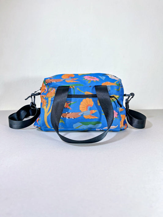 Bolso cruzado - Aves del Paraíso - Fondo celeste