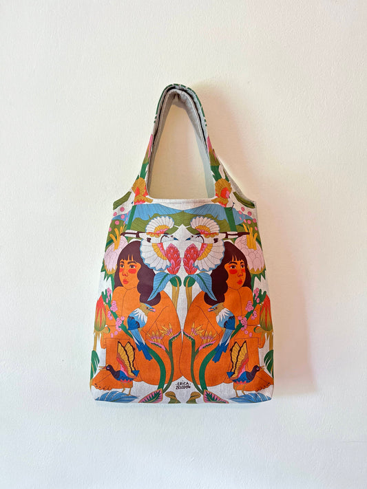 Bolso grande - Aves del Paraíso - Mujer y urracas