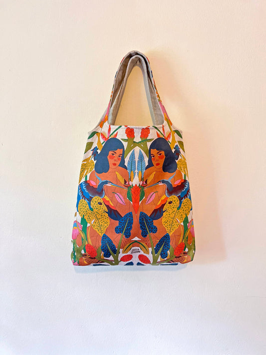 Bolso grande - Aves del Paraíso - Mujer y garza agami
