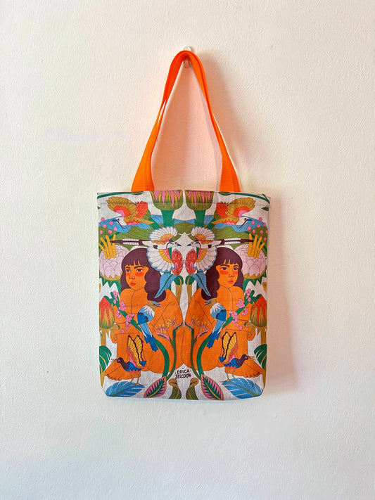 Bolso mediano - Aves del Paraíso - Mujer y urraca