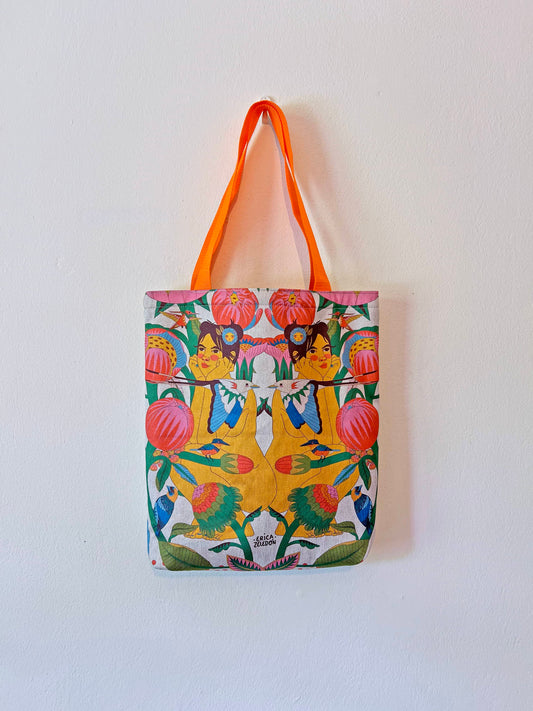 Bolso mediano - Aves del Paraíso - Mujer y Martín Pescador