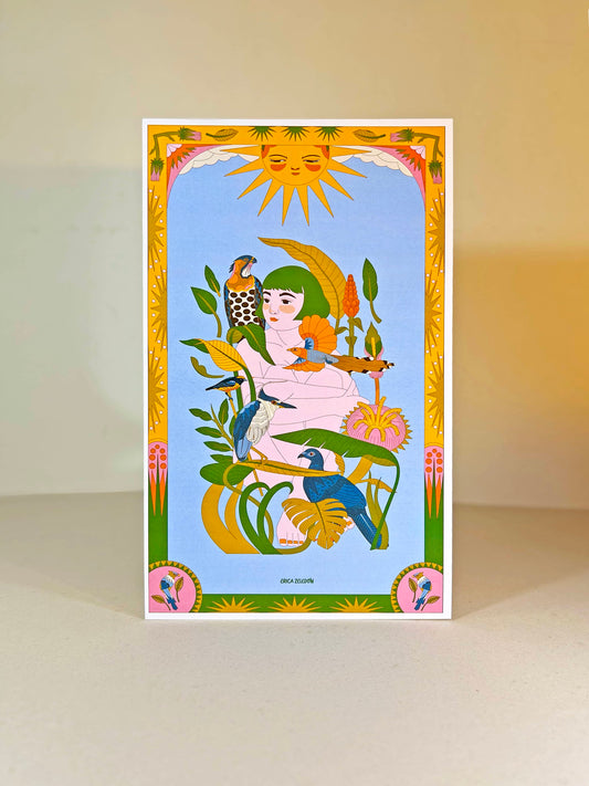 Print - Aves del Paraíso - Mujer y Águila Penachuda - Contra Pedido