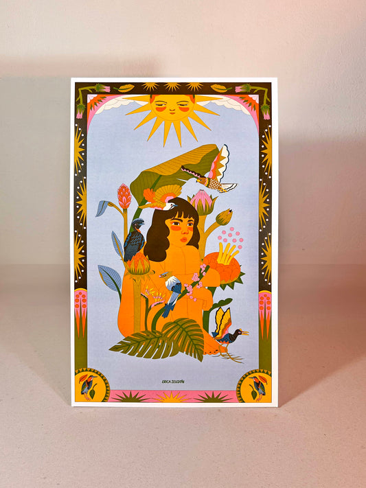 Print - Aves del Paraíso - Mujer y Capulinero Colilargo - Contra Pedido