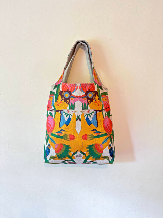 Bolso grande - Aves del Paraíso - mujer y martín pescador